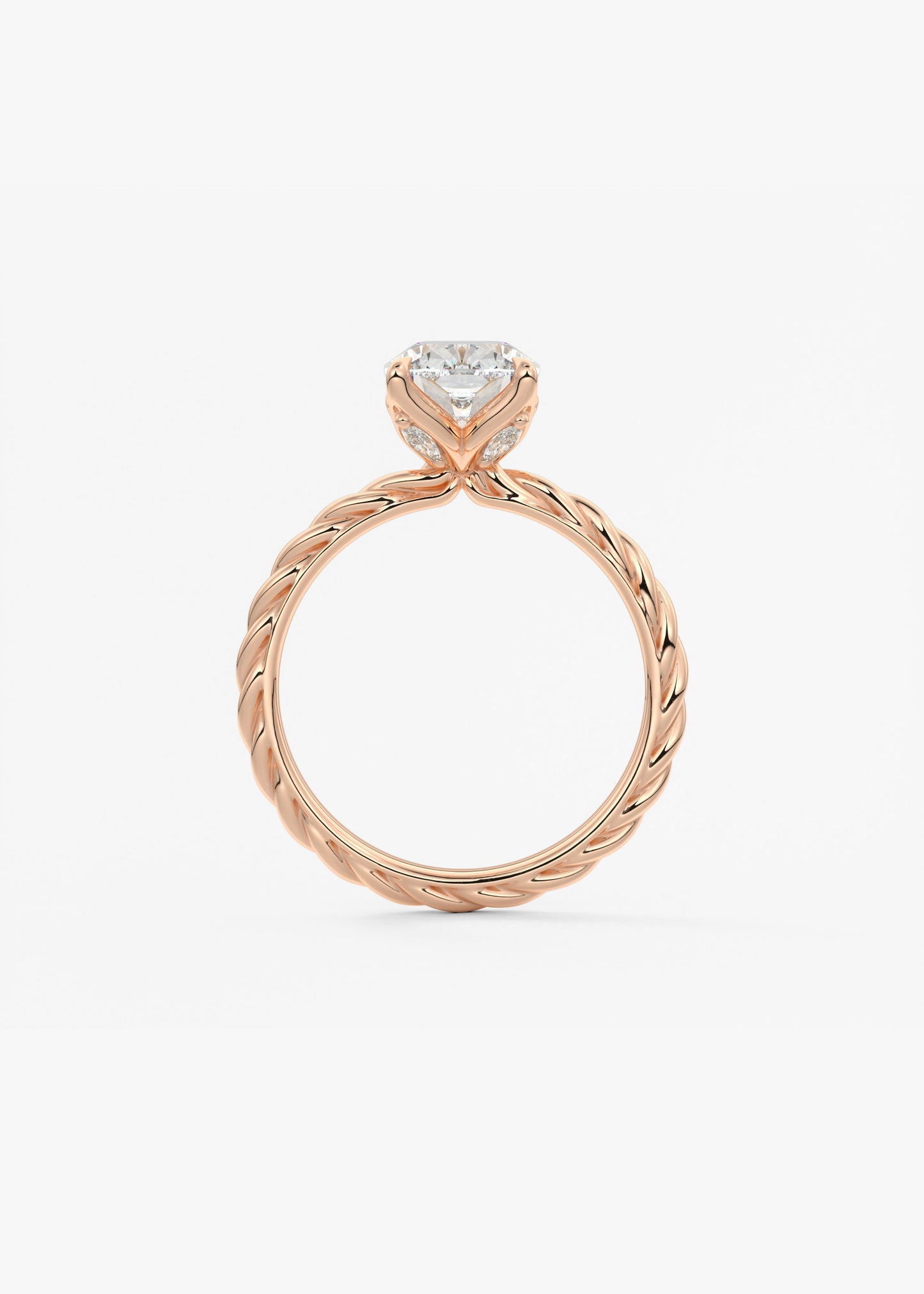 Elongated Cushion Twisted Multi Stones Lab Grown Diamond Engagement Ring