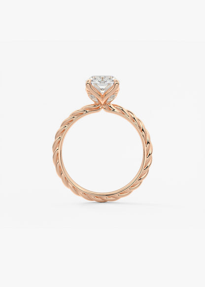 Elongated Cushion Twisted Multi Stones Lab Grown Diamond Engagement Ring