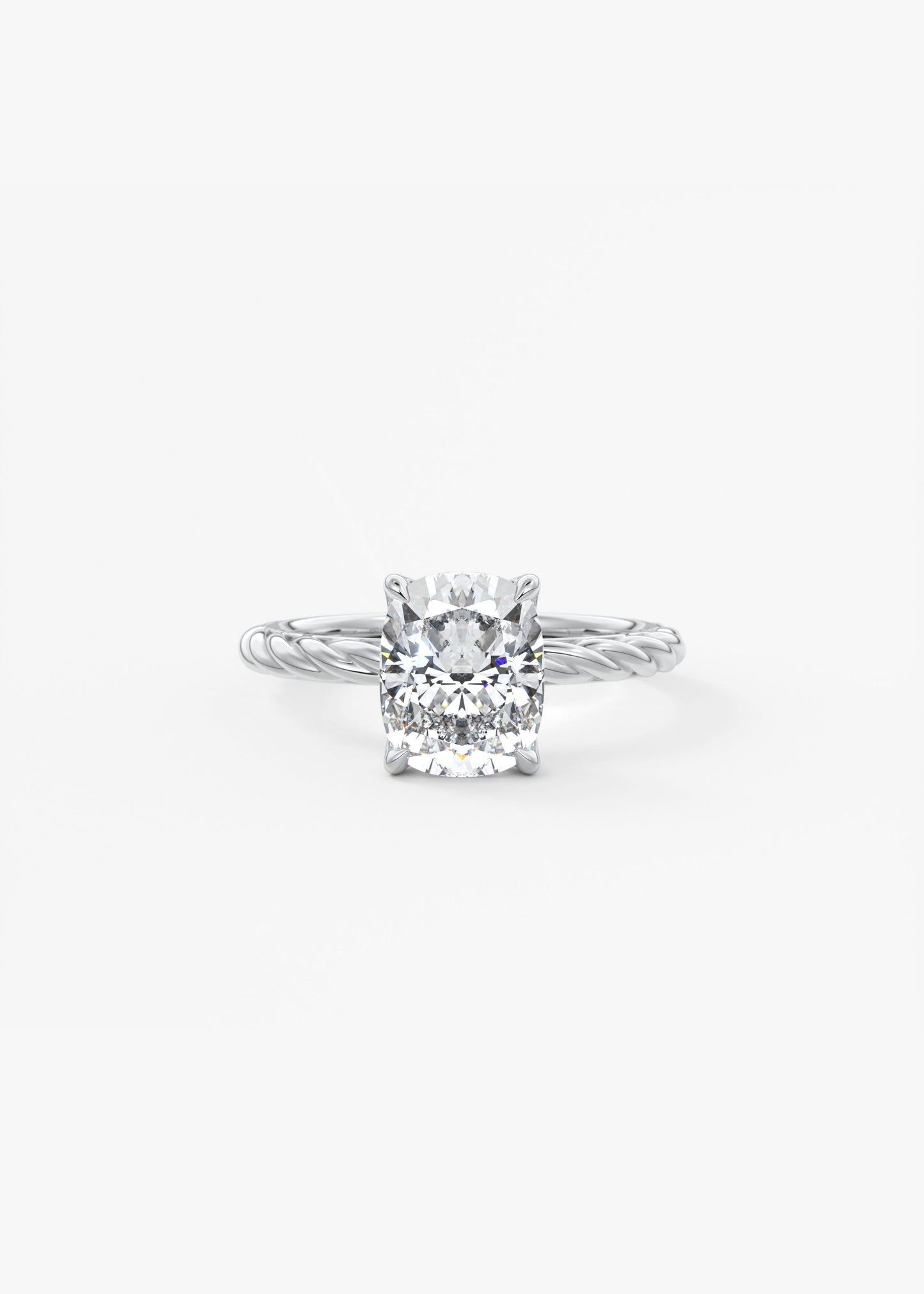 Elongated Cushion Twisted Multi Stones Lab Grown Diamond Engagement Ring
