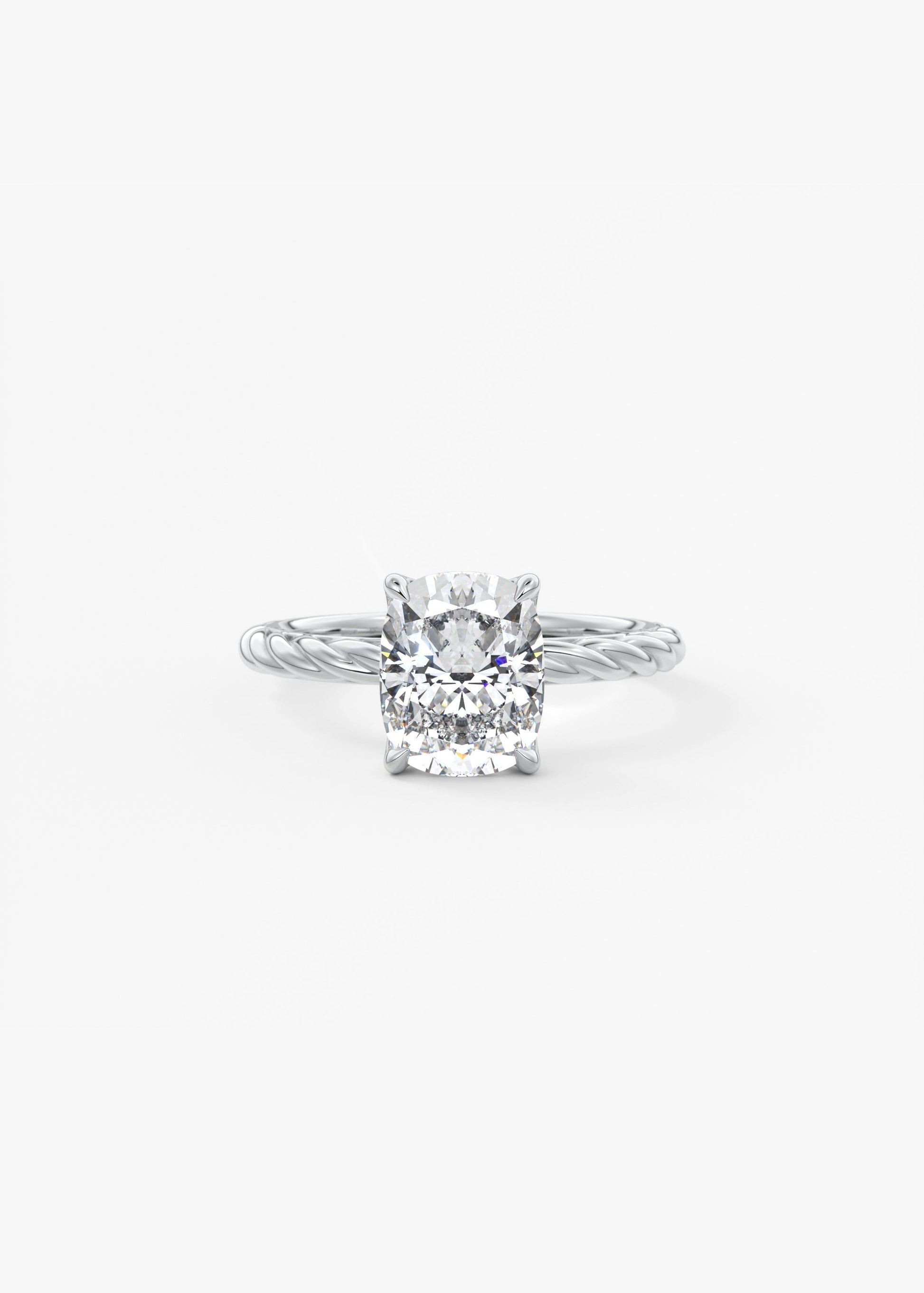 Elongated Cushion Twisted Multi Stones Lab Grown Diamond Engagement Ring