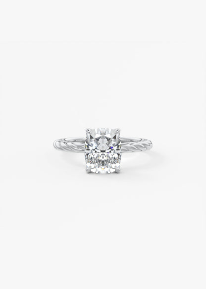 Elongated Cushion Twisted Multi Stones Lab Grown Diamond Engagement Ring