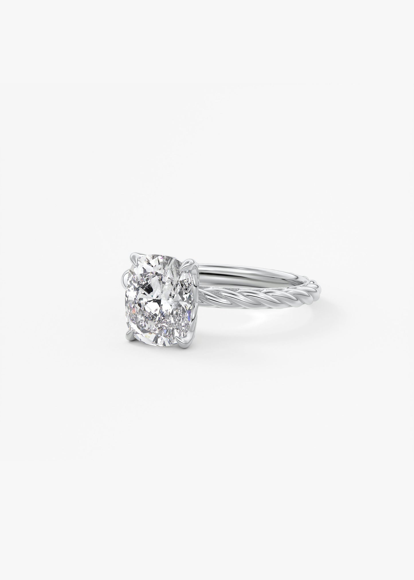 Elongated Cushion Twisted Multi Stones Lab Grown Diamond Engagement Ring