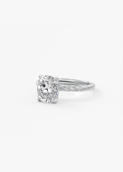 Elongated Cushion Twisted Multi Stones Lab Grown Diamond Engagement Ring