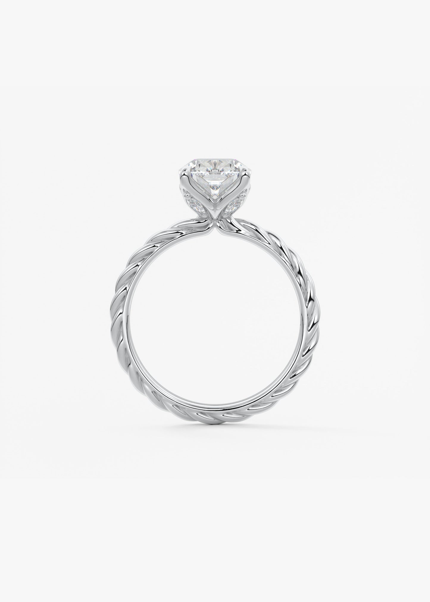 Elongated Cushion Twisted Multi Stones Lab Grown Diamond Engagement Ring