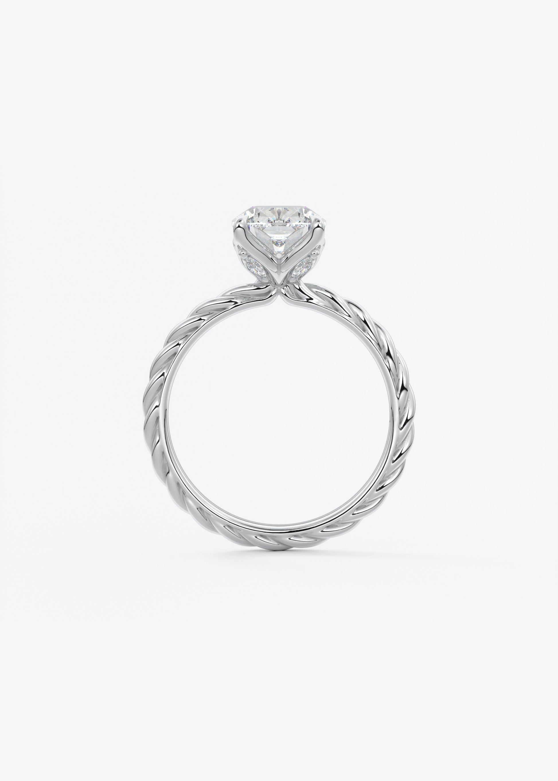 Elongated Cushion Twisted Multi Stones Lab Grown Diamond Engagement Ring