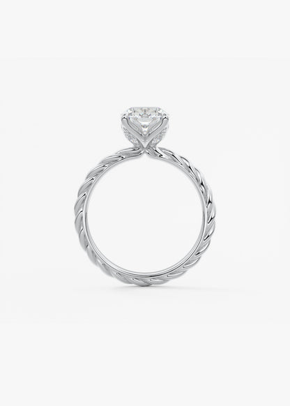 Elongated Cushion Twisted Multi Stones Lab Grown Diamond Engagement Ring