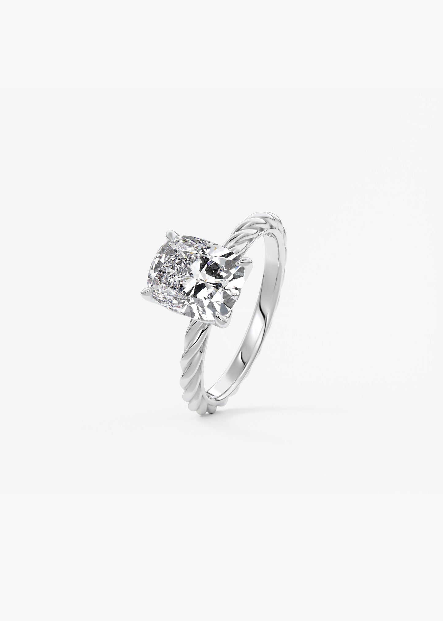 Elongated Cushion Twisted Multi Stones Lab Grown Diamond Engagement Ring