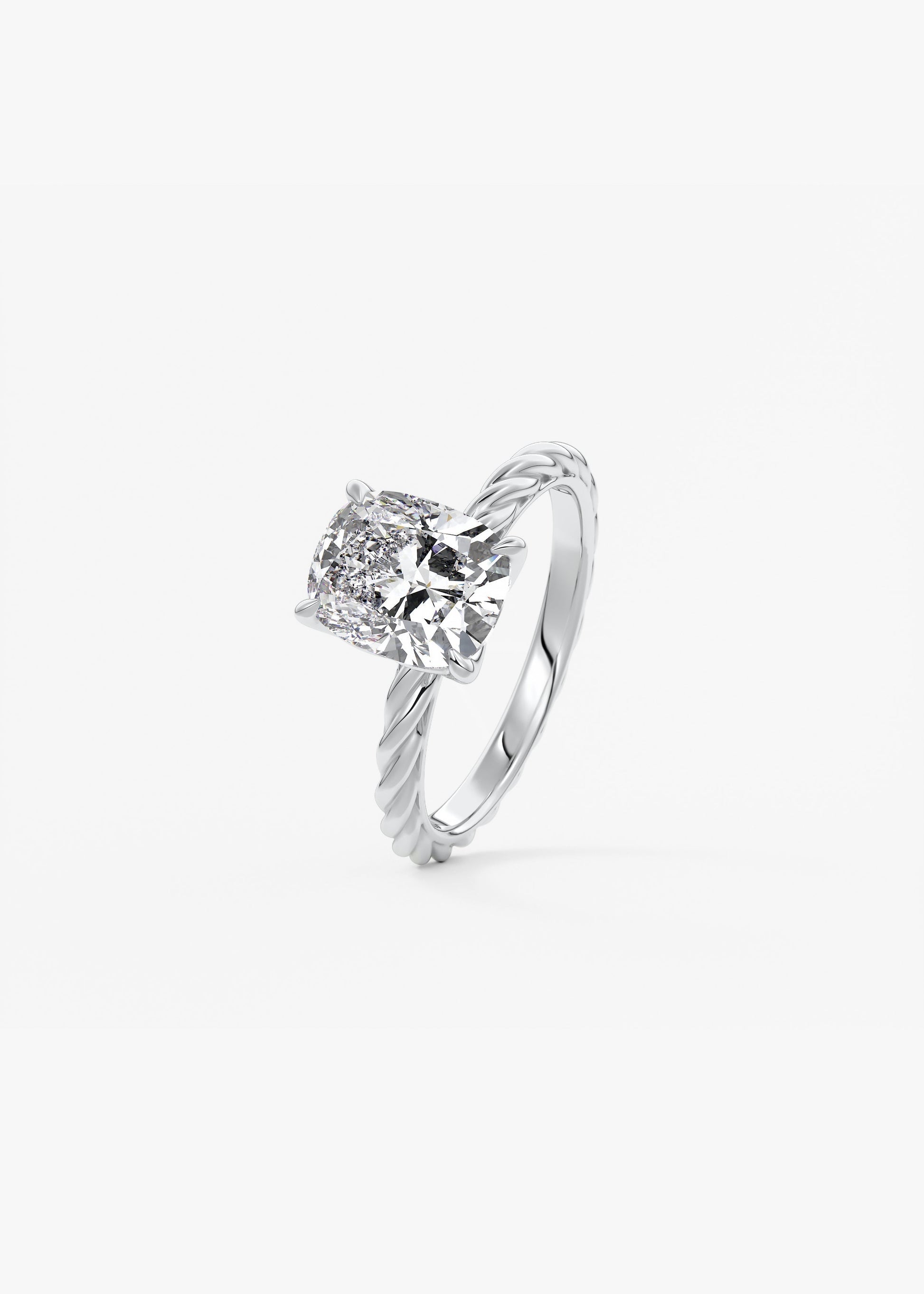Elongated Cushion Twisted Multi Stones Lab Grown Diamond Engagement Ring