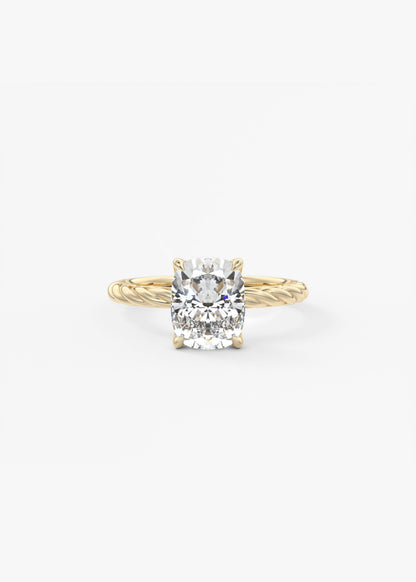 Elongated Cushion Twisted Multi Stones Lab Grown Diamond Engagement Ring