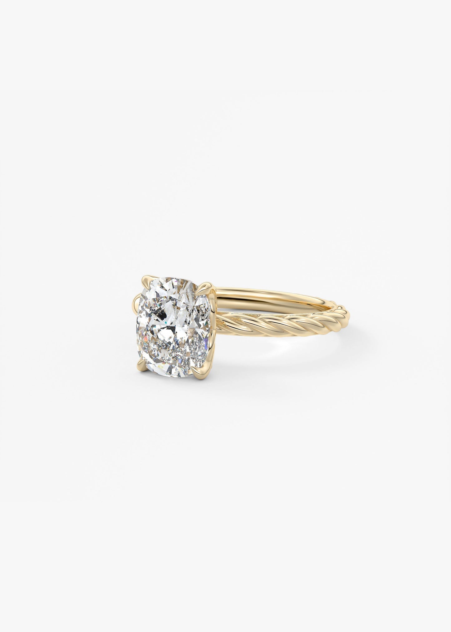 Elongated Cushion Twisted Multi Stones Lab Grown Diamond Engagement Ring