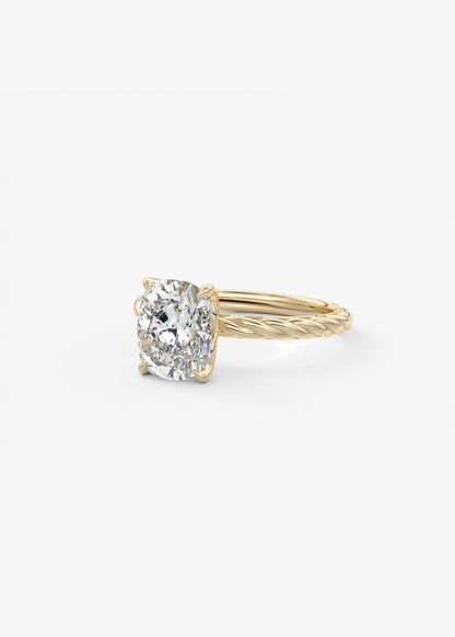 Elongated Cushion Twisted Multi Stones Lab Grown Diamond Engagement Ring