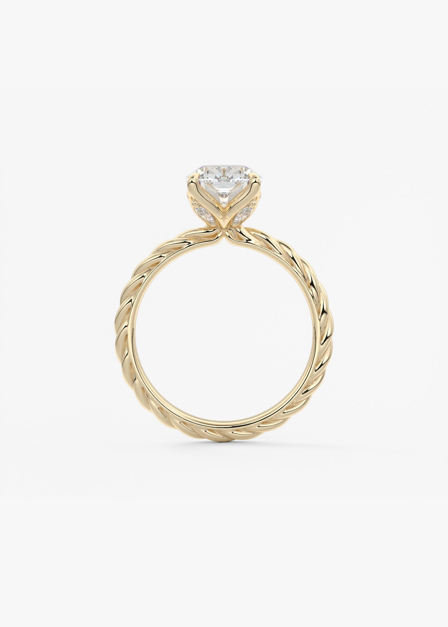 Elongated Cushion Twisted Multi Stones Lab Grown Diamond Engagement Ring