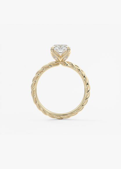 Elongated Cushion Twisted Multi Stones Lab Grown Diamond Engagement Ring