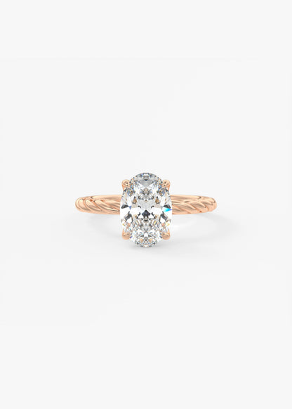 Oval Twisted Multi Stones Lab Grown Diamond Engagement Ring