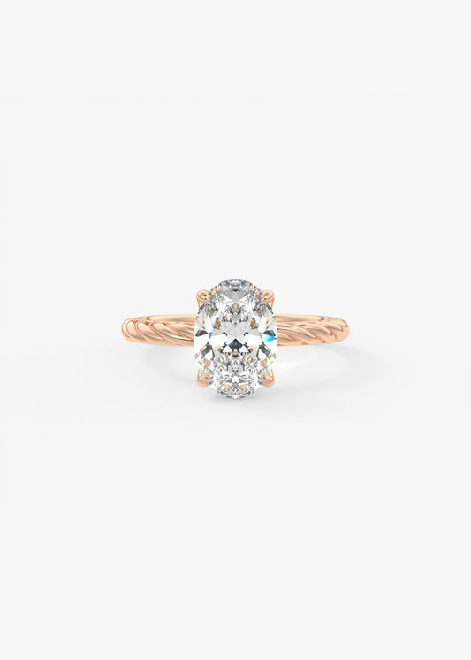 Oval Twisted Multi Stones Lab Grown Diamond Engagement Ring