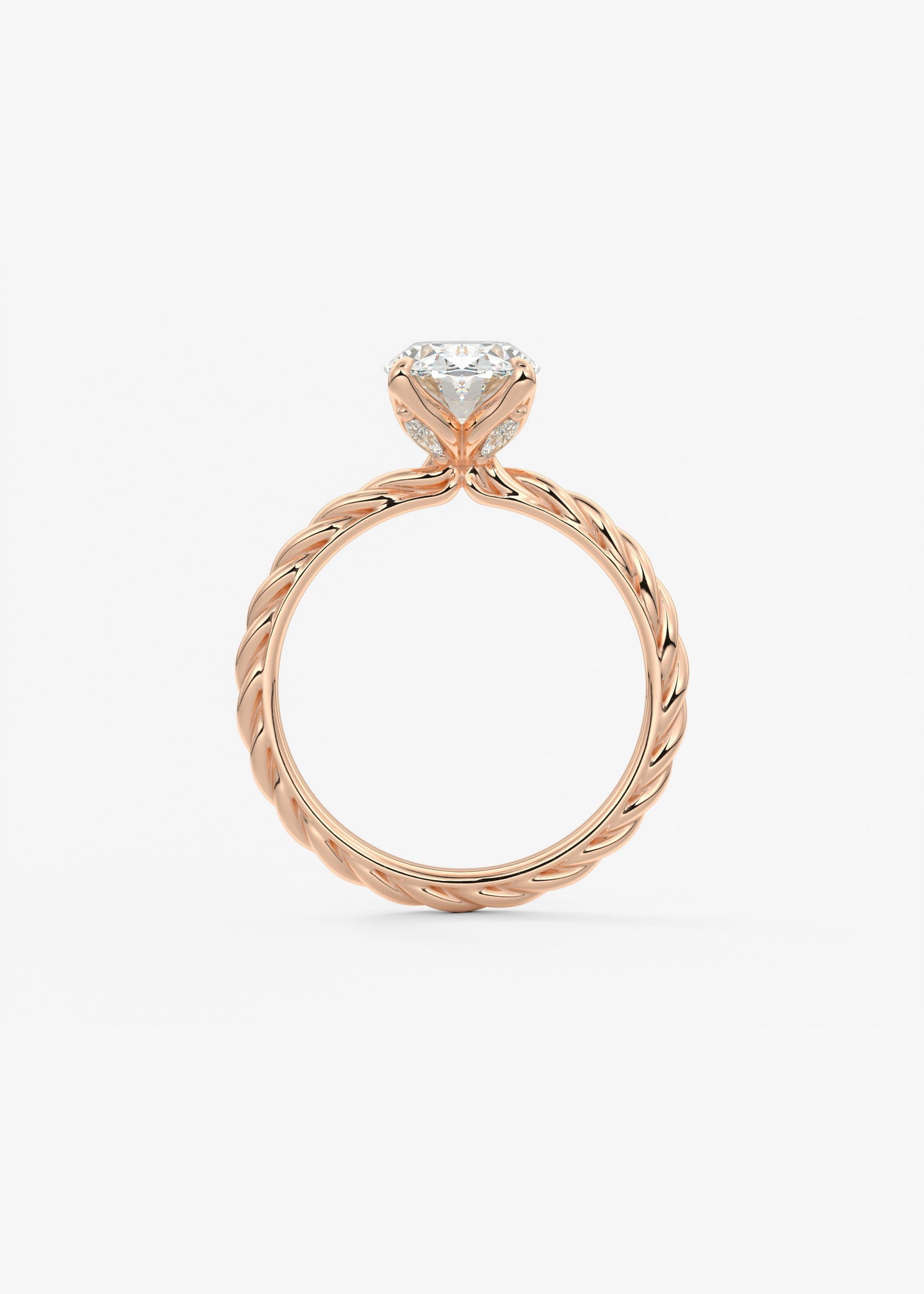 Oval Twisted Multi Stones Lab Grown Diamond Engagement Ring