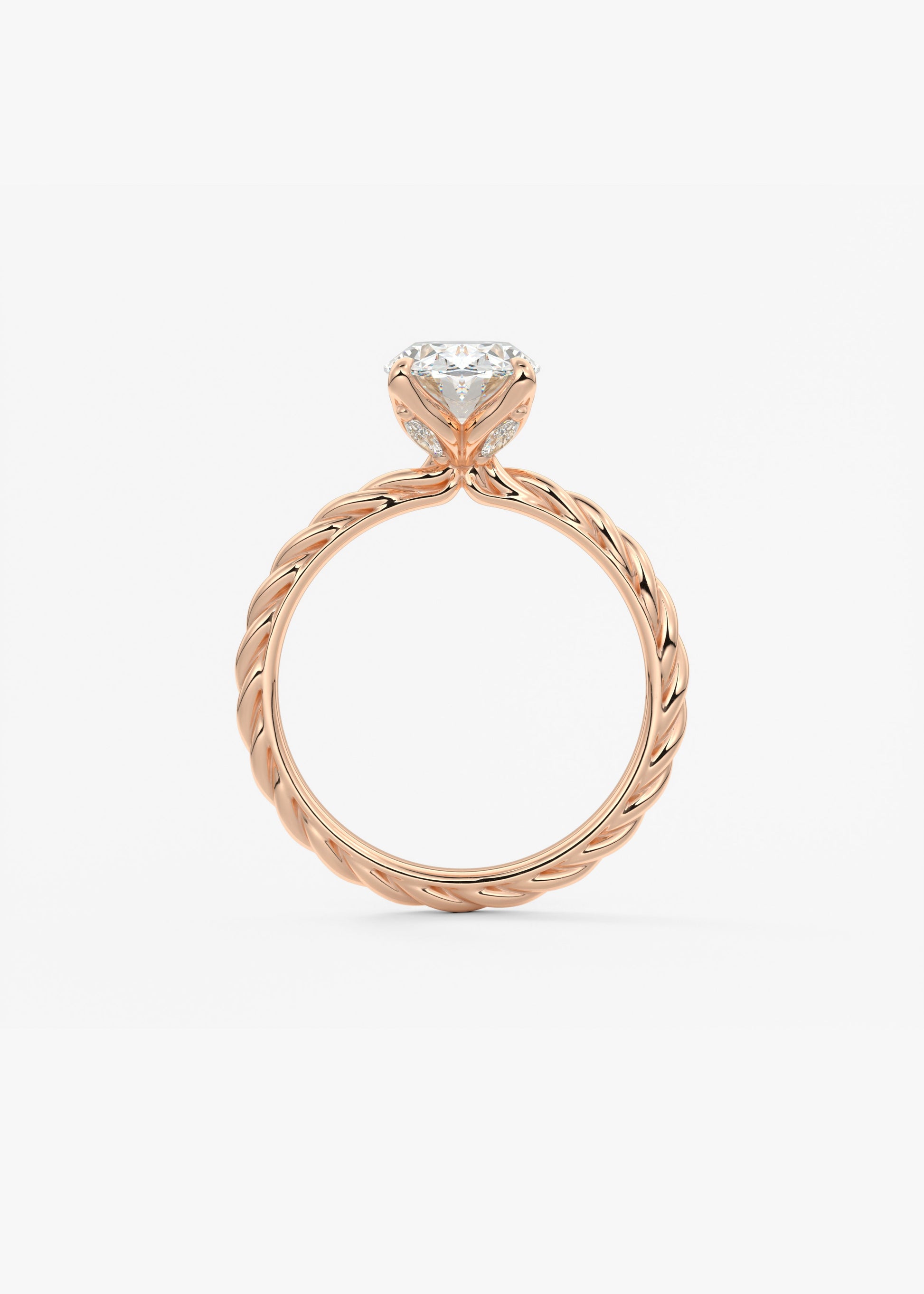 Oval Twisted Multi Stones Lab Grown Diamond Engagement Ring