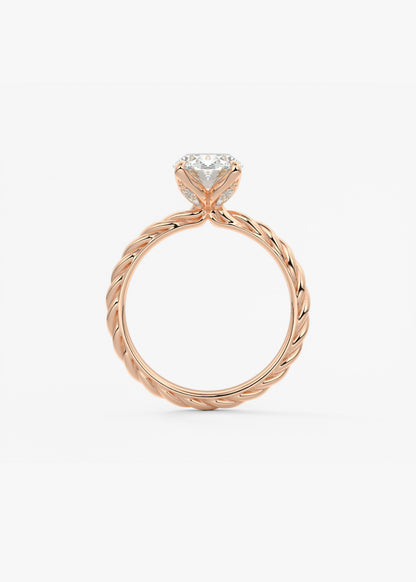 Oval Twisted Multi Stones Lab Grown Diamond Engagement Ring