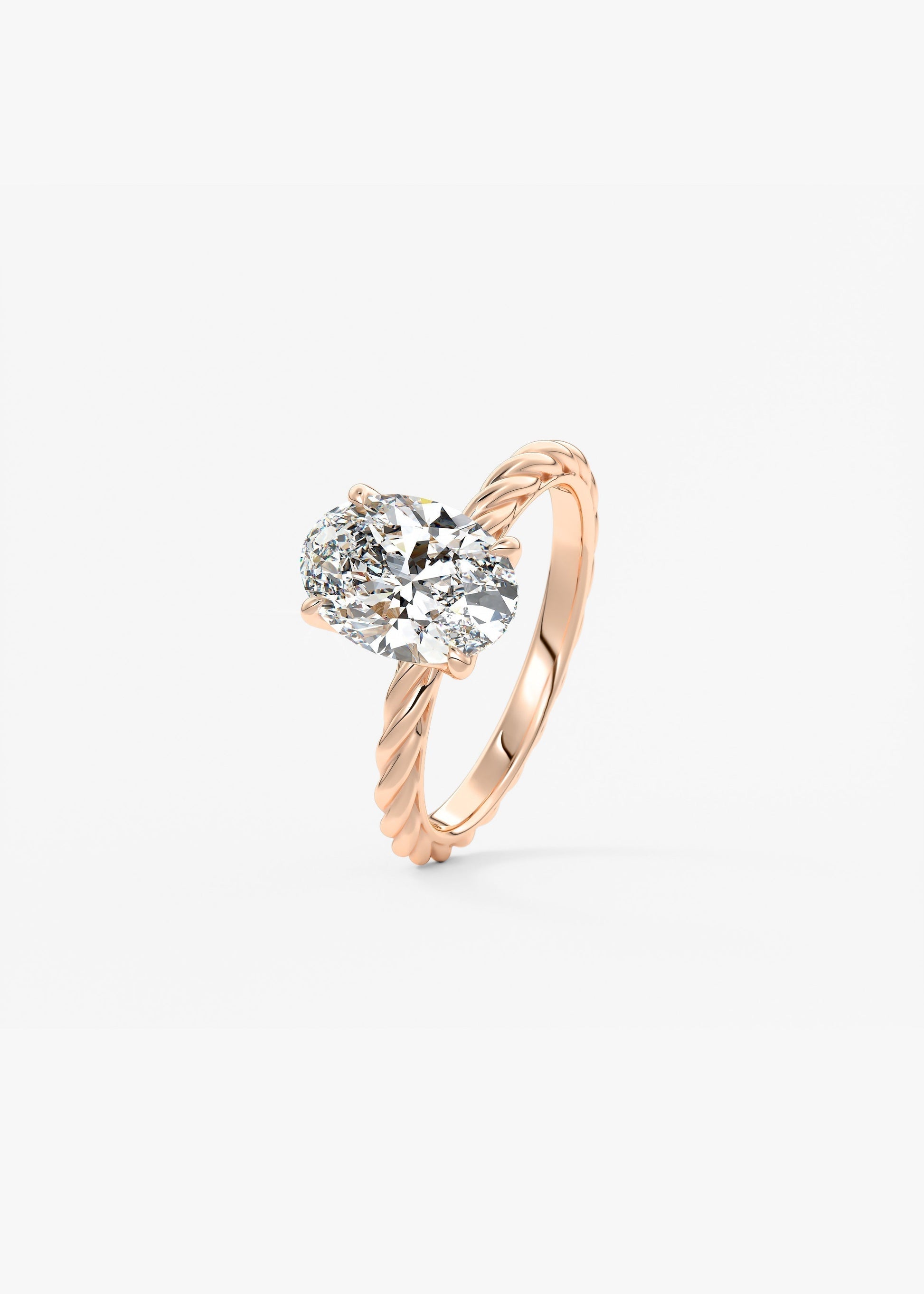 Oval Twisted Multi Stones Lab Grown Diamond Engagement Ring