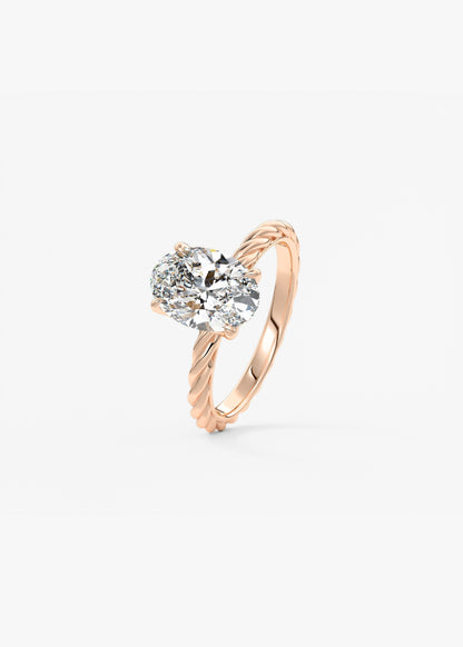 Oval Twisted Multi Stones Lab Grown Diamond Engagement Ring