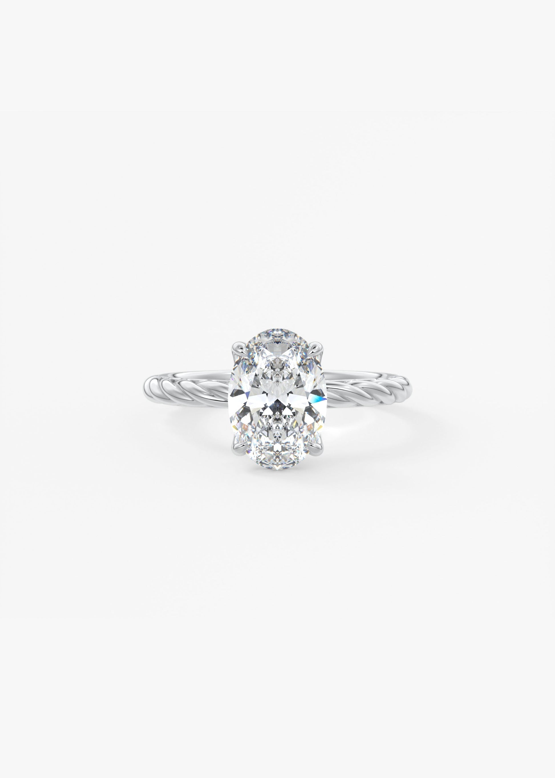Oval Twisted Multi Stones Lab Grown Diamond Engagement Ring