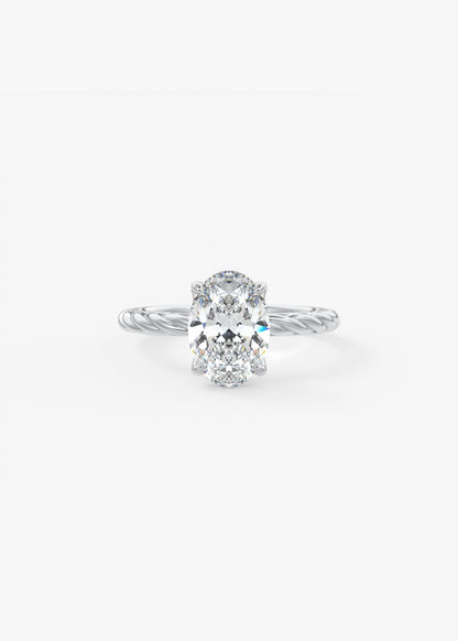 Oval Twisted Multi Stones Lab Grown Diamond Engagement Ring