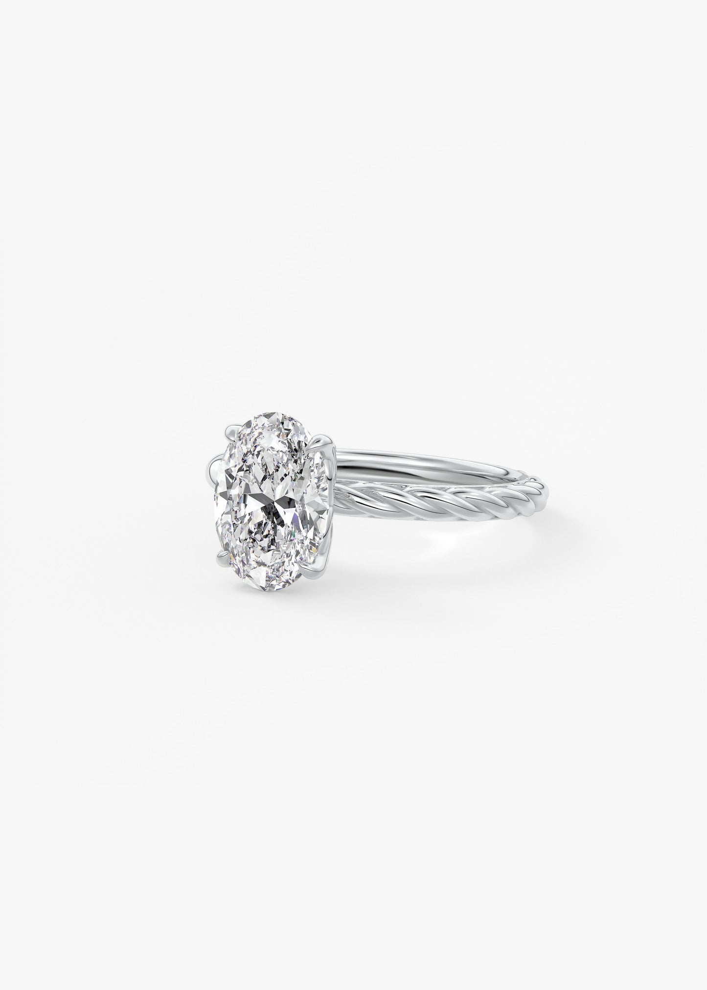 Oval Twisted Multi Stones Lab Grown Diamond Engagement Ring