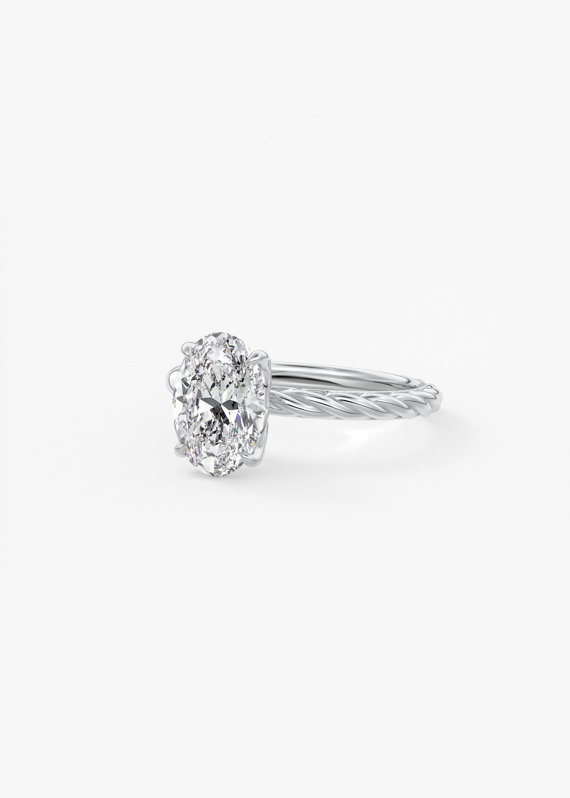 Oval Twisted Multi Stones Lab Grown Diamond Engagement Ring