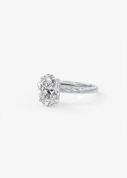 Oval Twisted Multi Stones Lab Grown Diamond Engagement Ring