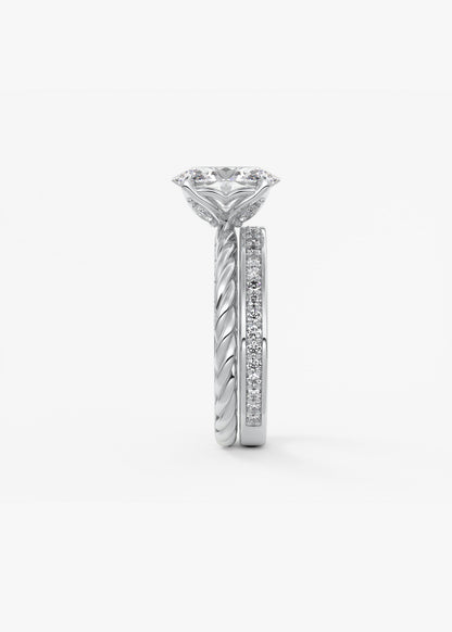 Oval Twisted Multi Stones Lab Grown Diamond Engagement Ring