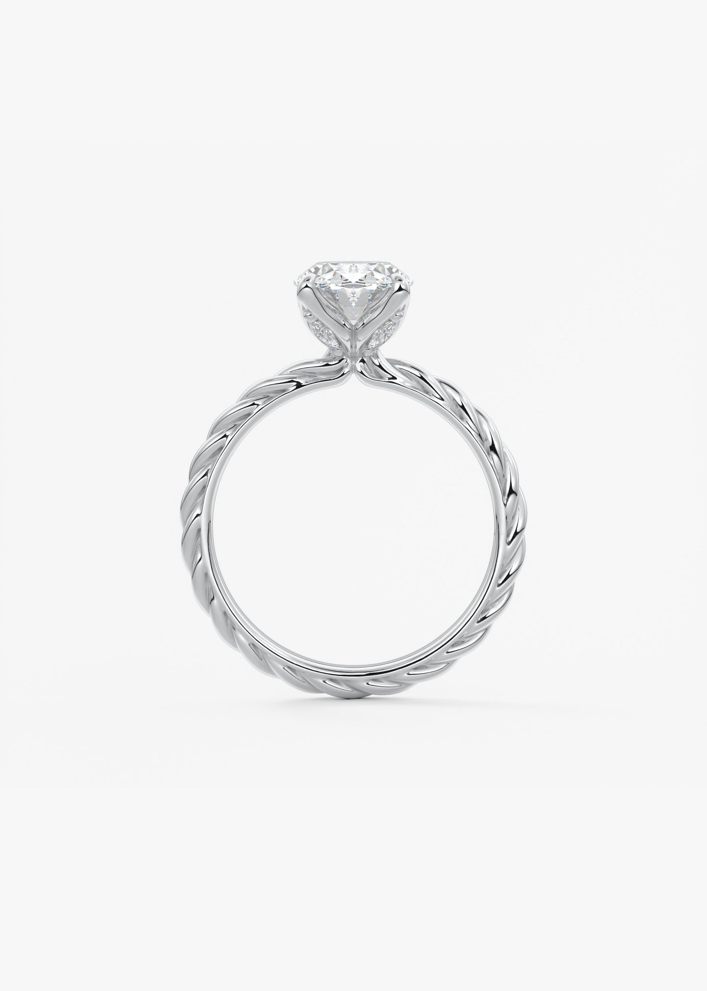 Oval Twisted Multi Stones Lab Grown Diamond Engagement Ring