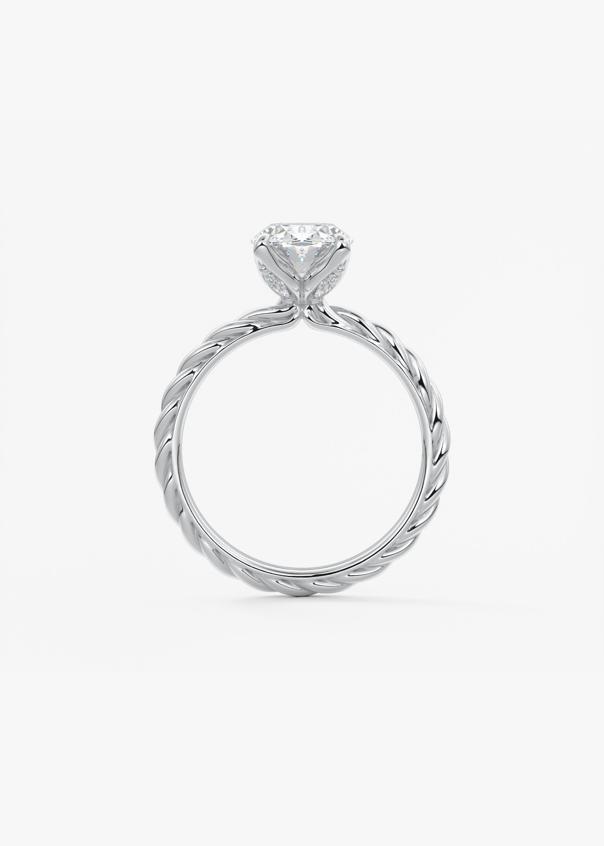 Oval Twisted Multi Stones Lab Grown Diamond Engagement Ring