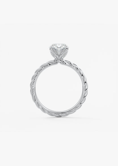 Oval Twisted Multi Stones Lab Grown Diamond Engagement Ring