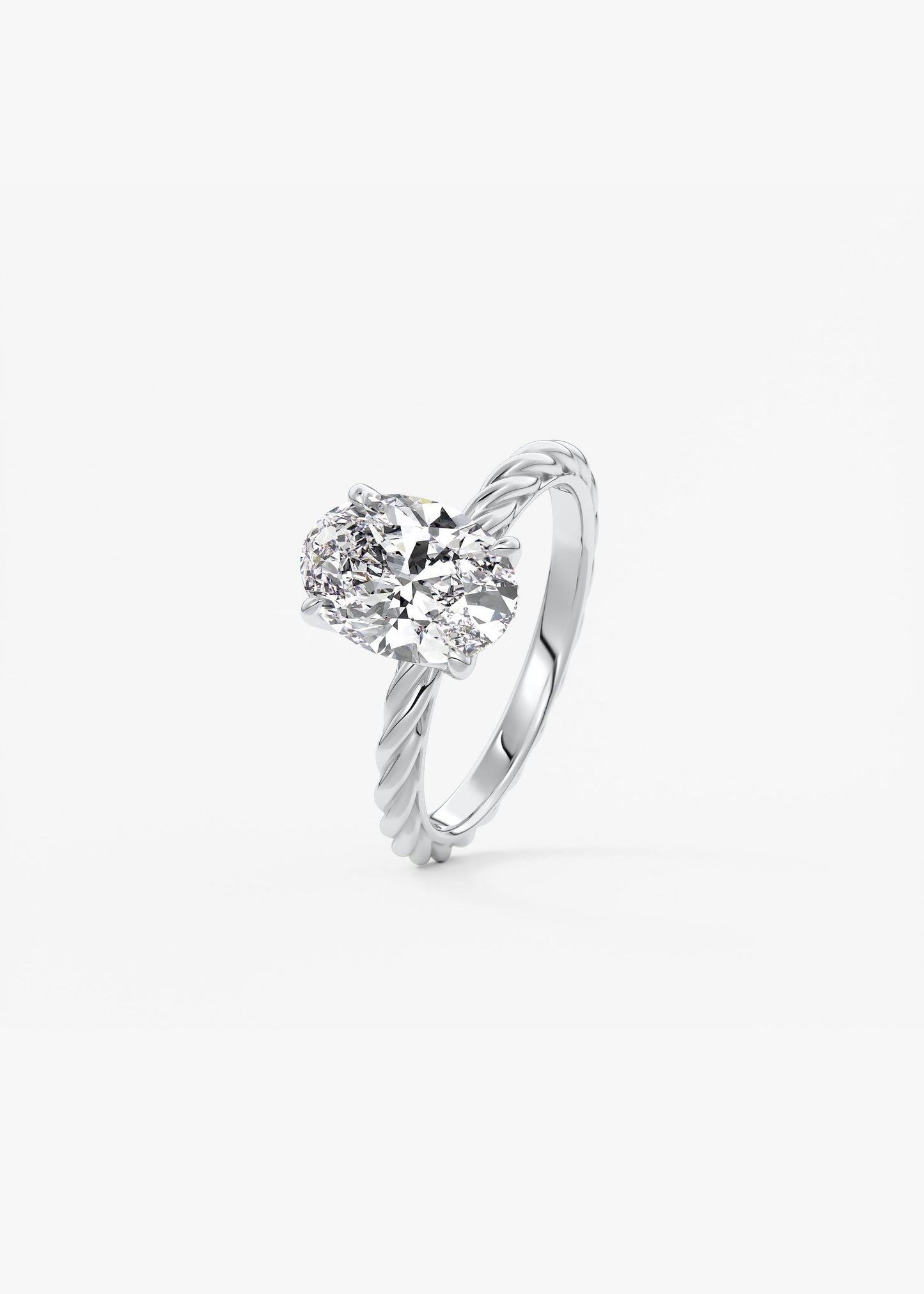Oval Twisted Multi Stones Lab Grown Diamond Engagement Ring