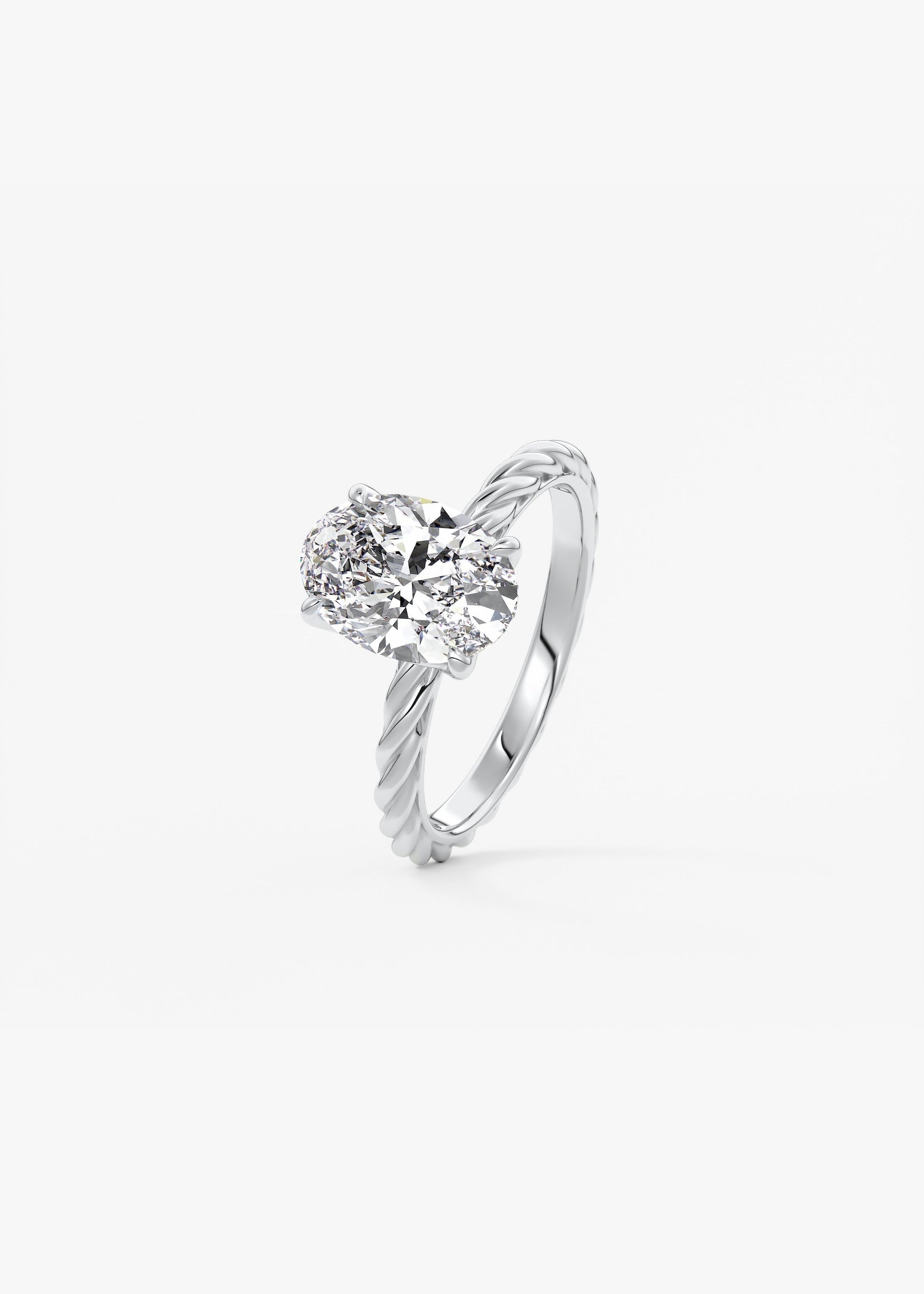 Oval Twisted Multi Stones Lab Grown Diamond Engagement Ring