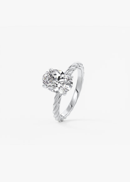 Oval Twisted Multi Stones Lab Grown Diamond Engagement Ring