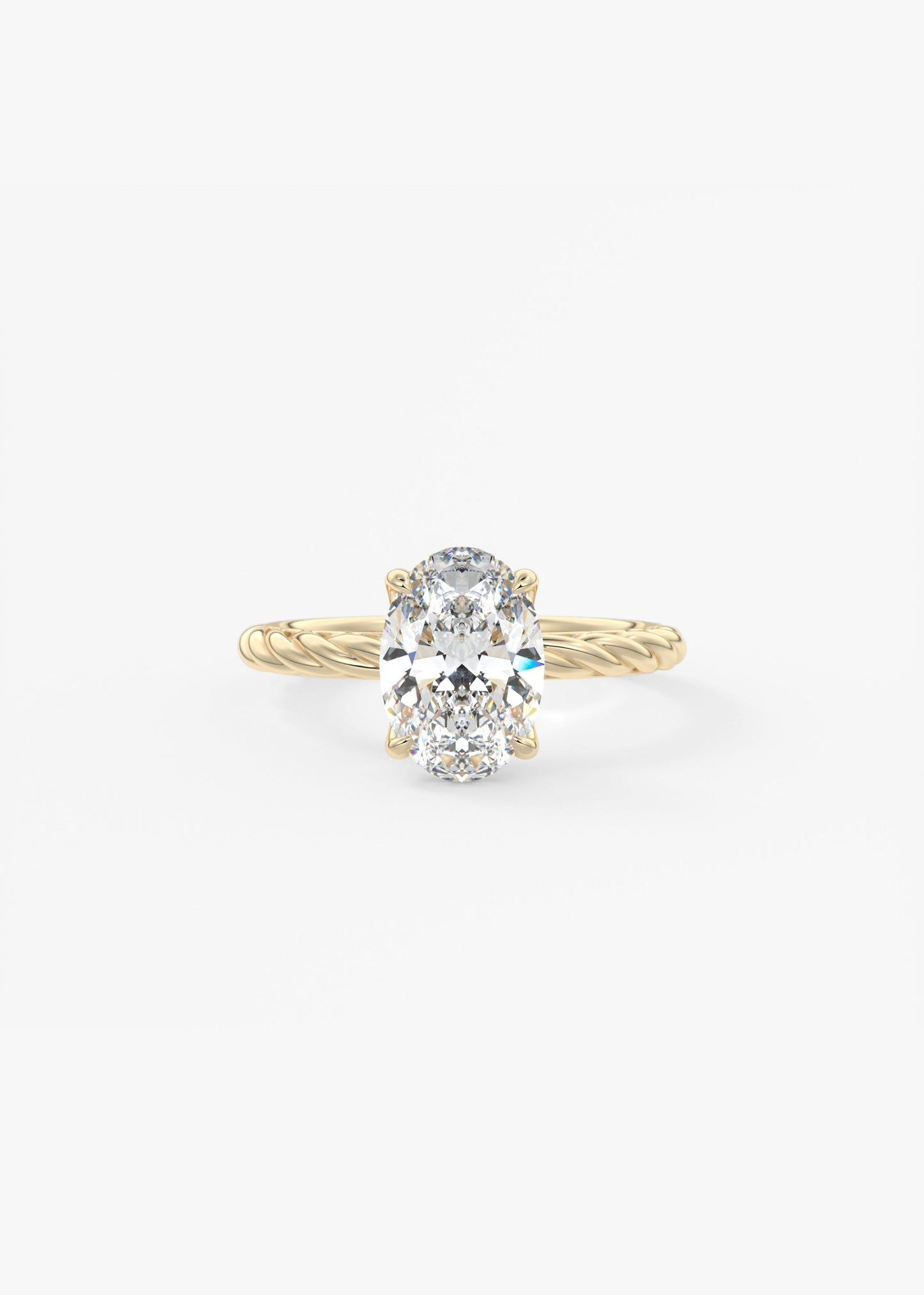 Oval Twisted Multi Stones Lab Grown Diamond Engagement Ring