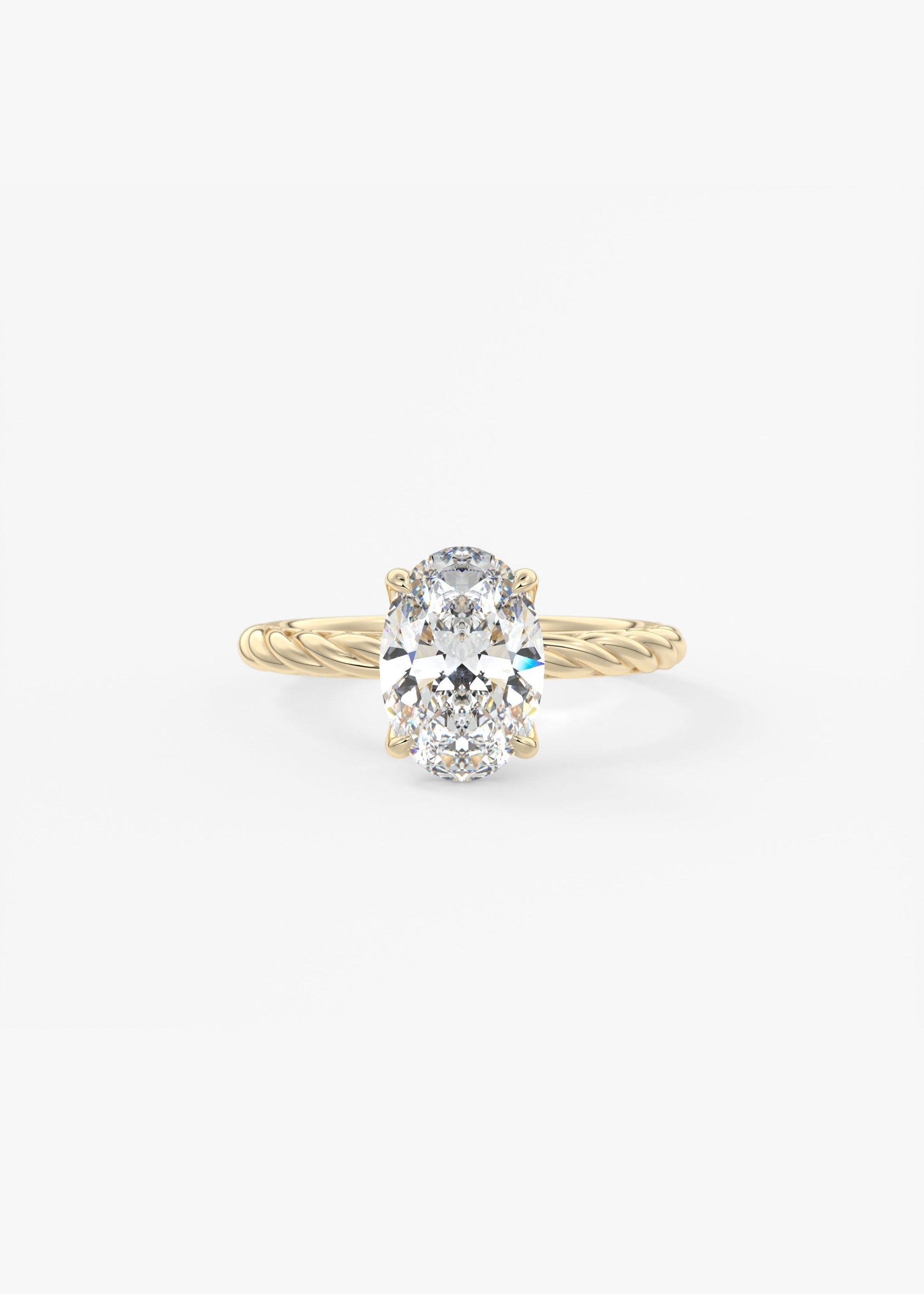 Oval Twisted Multi Stones Lab Grown Diamond Engagement Ring