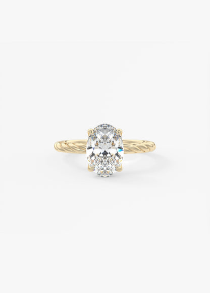 Oval Twisted Multi Stones Lab Grown Diamond Engagement Ring
