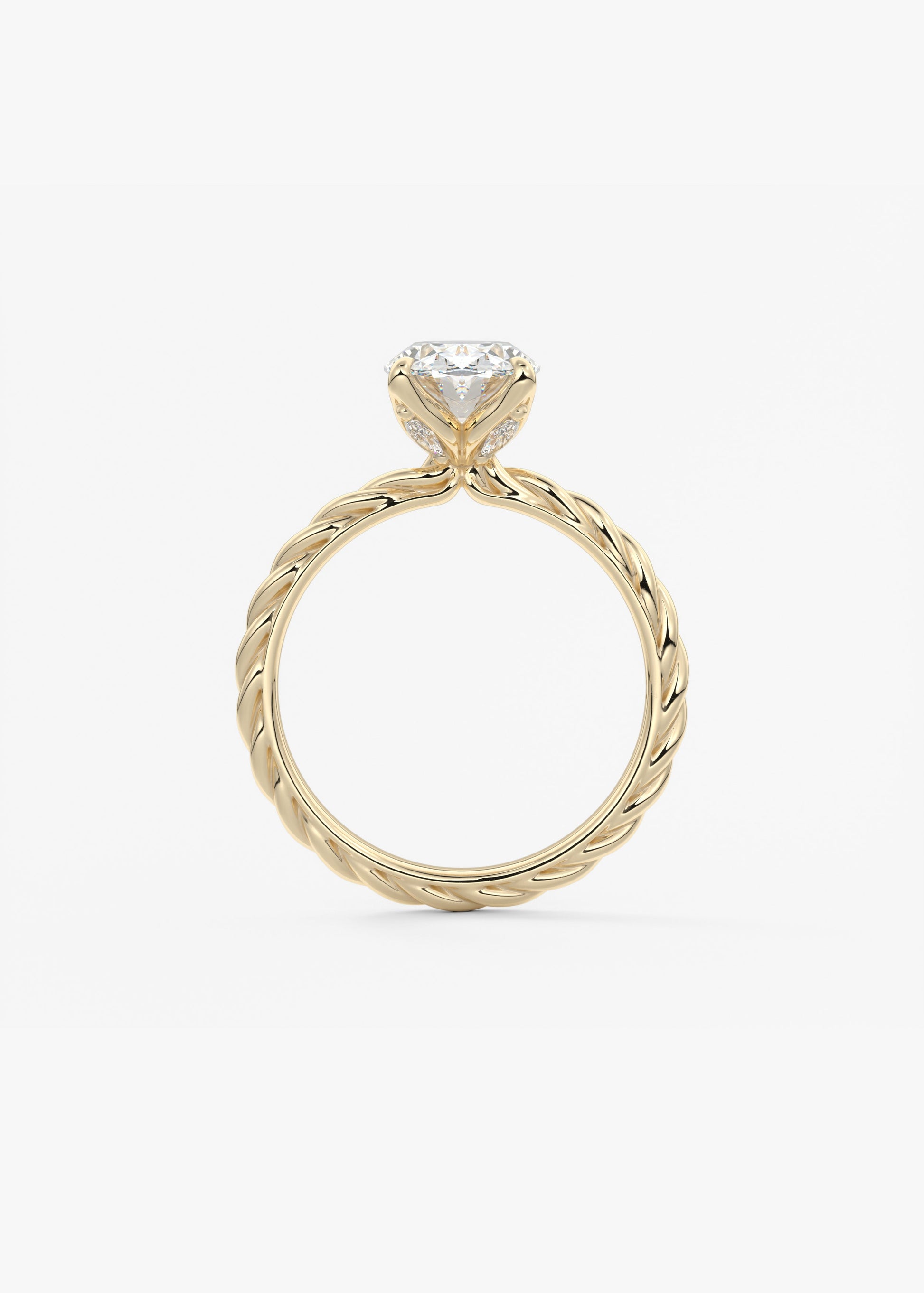 Oval Twisted Multi Stones Lab Grown Diamond Engagement Ring