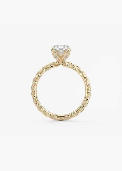 Oval Twisted Multi Stones Lab Grown Diamond Engagement Ring