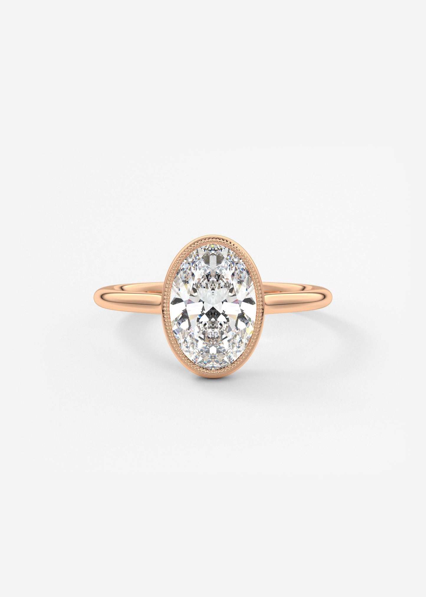 Oval Milgrain Bezel Lab Grown Diamond Engagement Ring