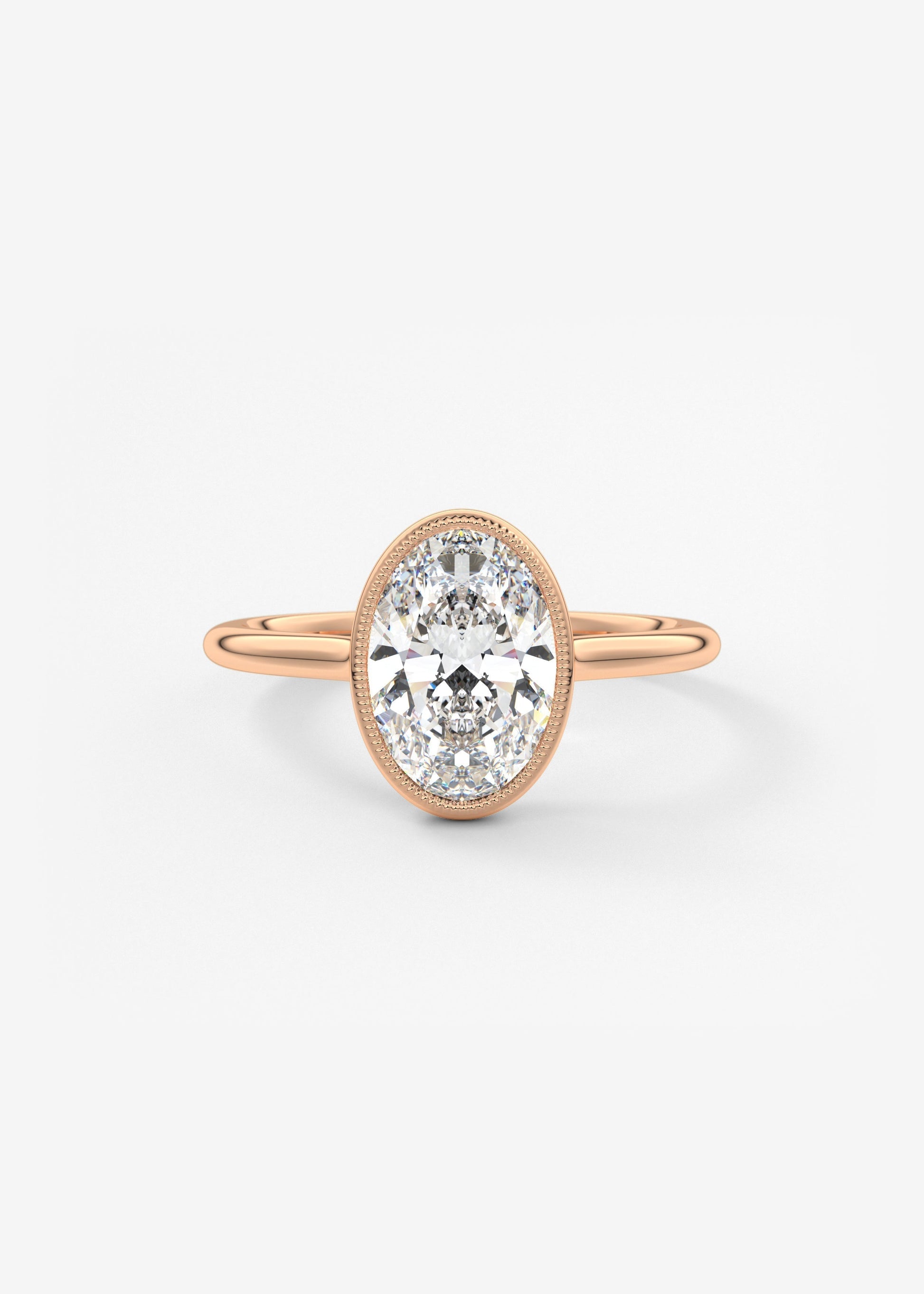 Oval Milgrain Bezel Lab Grown Diamond Engagement Ring