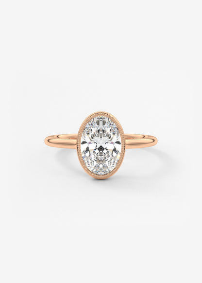 Oval Milgrain Bezel Lab Grown Diamond Engagement Ring