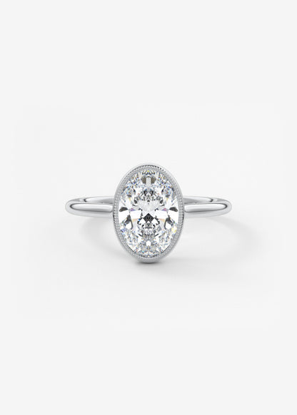 Oval Milgrain Bezel Lab Grown Diamond Engagement Ring