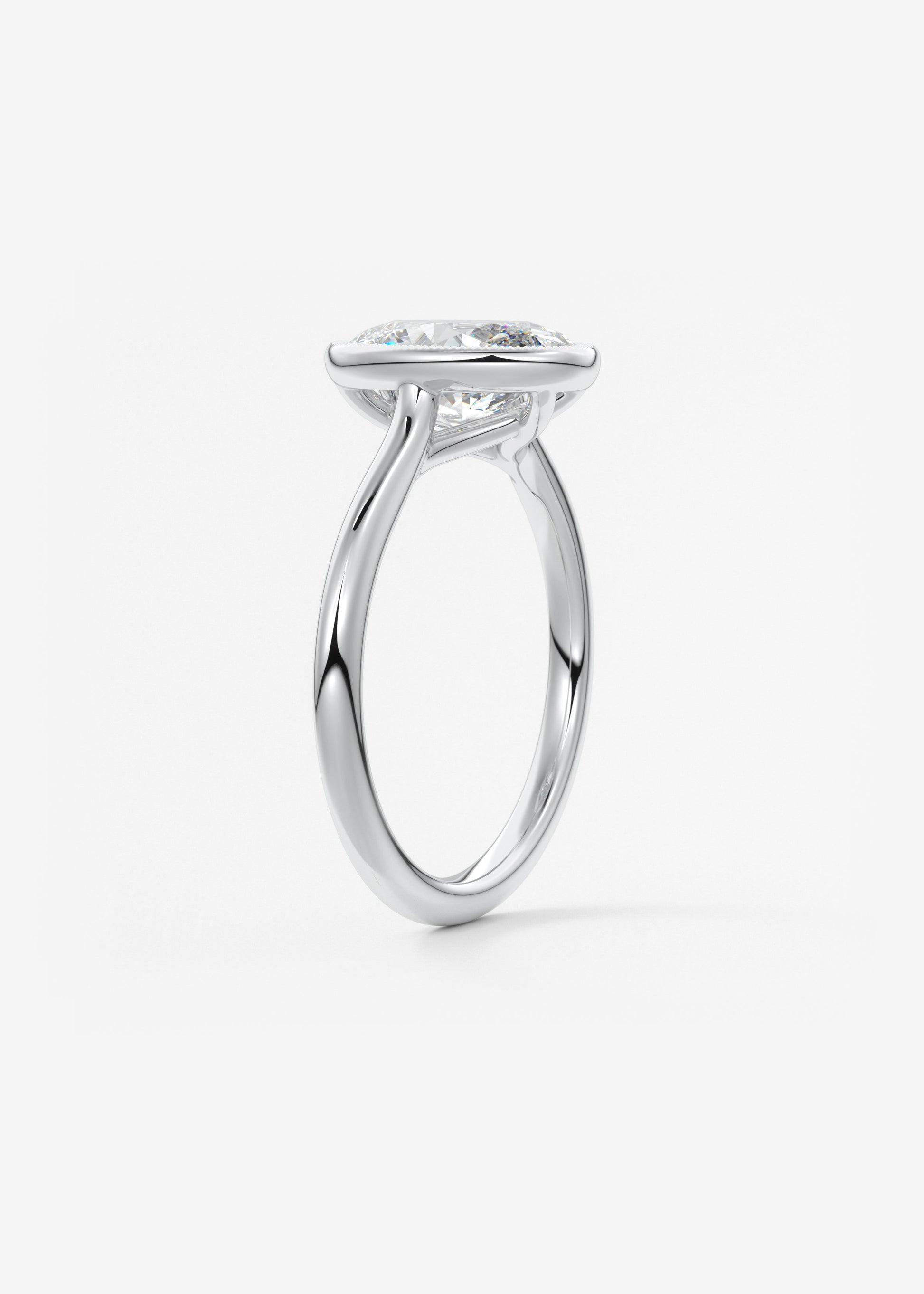 Oval Milgrain Bezel Lab Grown Diamond Engagement Ring