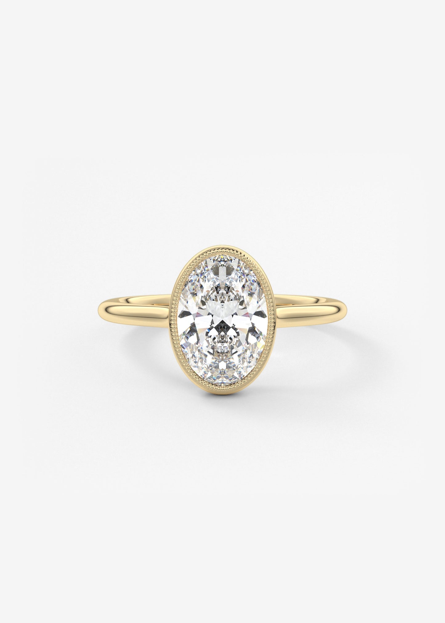Oval Milgrain Bezel Lab Grown Diamond Engagement Ring