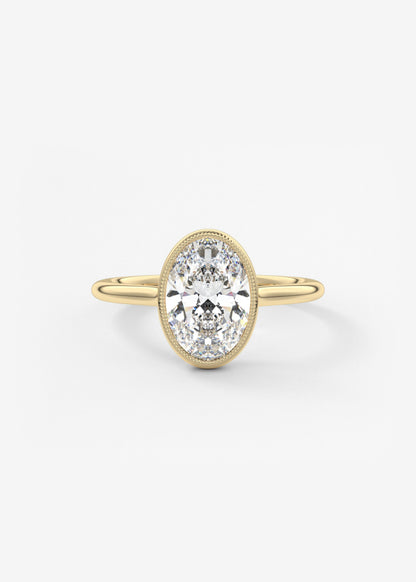 Oval Milgrain Bezel Lab Grown Diamond Engagement Ring