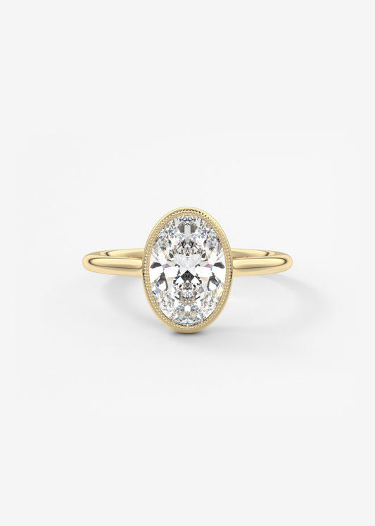 Oval Milgrain Bezel Lab Grown Diamond Engagement Ring