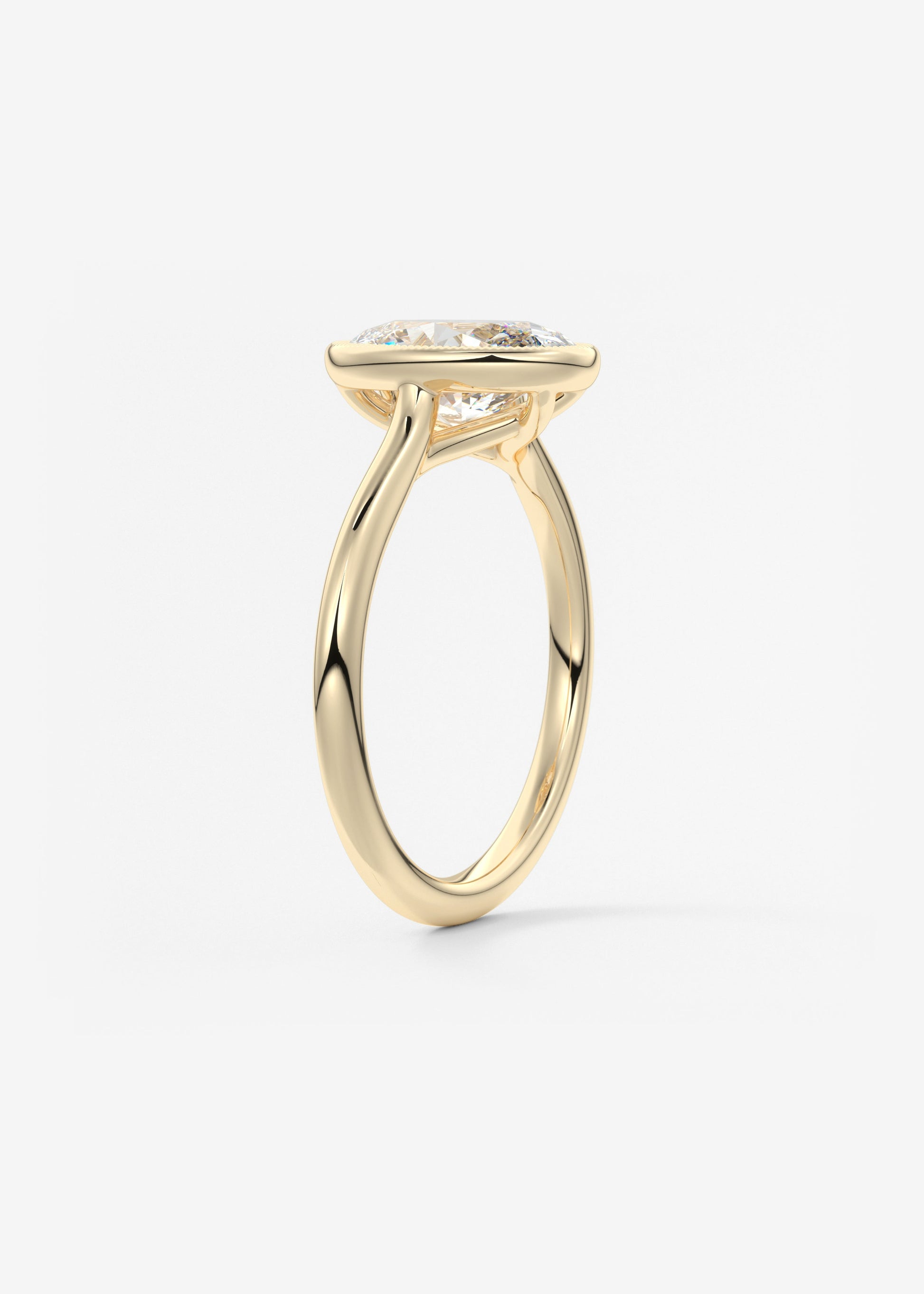 Oval Milgrain Bezel Lab Grown Diamond Engagement Ring